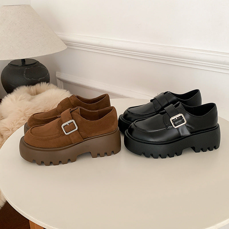 Damen Chunky Mokassins mit modischer Schnalle und rutschfester Sohle WW