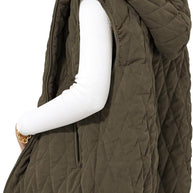 Damen gesteppte Hoodie-Weste mit praktischen Taschen WW