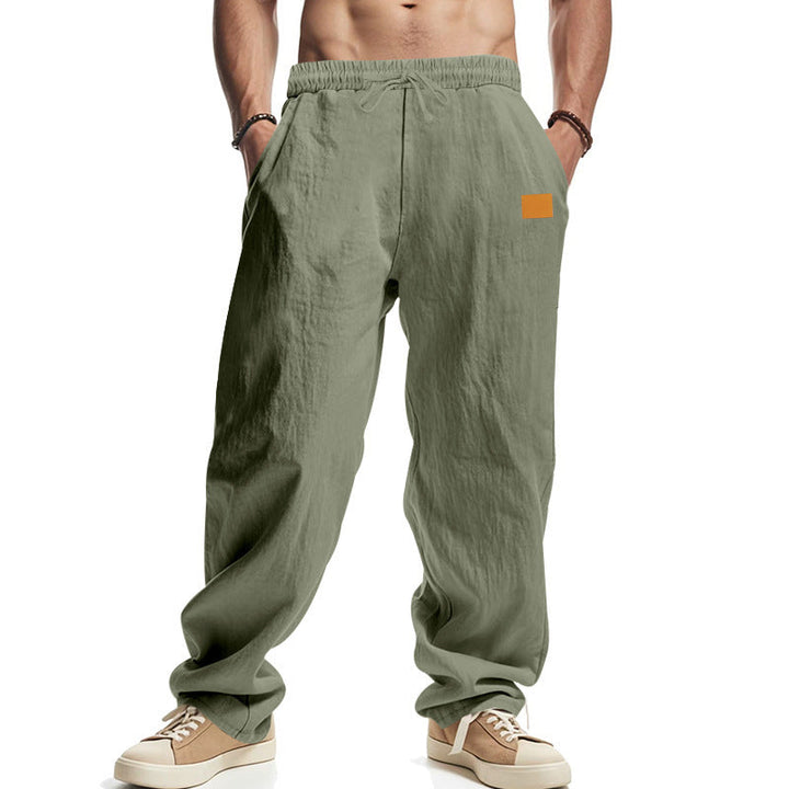 Herren lässige Leinen-Hose mit elastischem Bund und praktischen Taschen W&W Mode