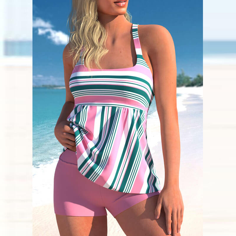W&W Mode | Tankini Satz Mit Streifendruck
