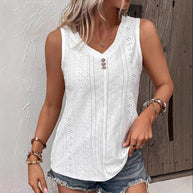 Damen Ärmelloses Top mit Knopfdetail und Lochmuster WW