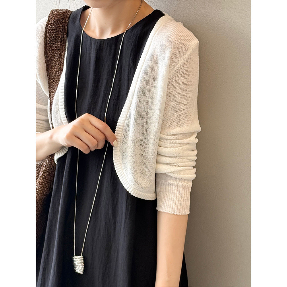 Damen lässige Strickjacke mit offener Front und eleganten Bündchen WW