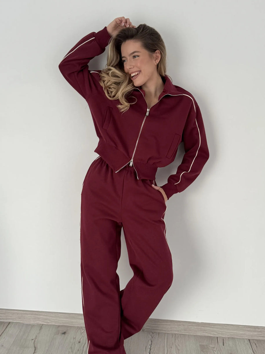 Damen Sportlicher Trend-Hoodie und Jogger Set WW