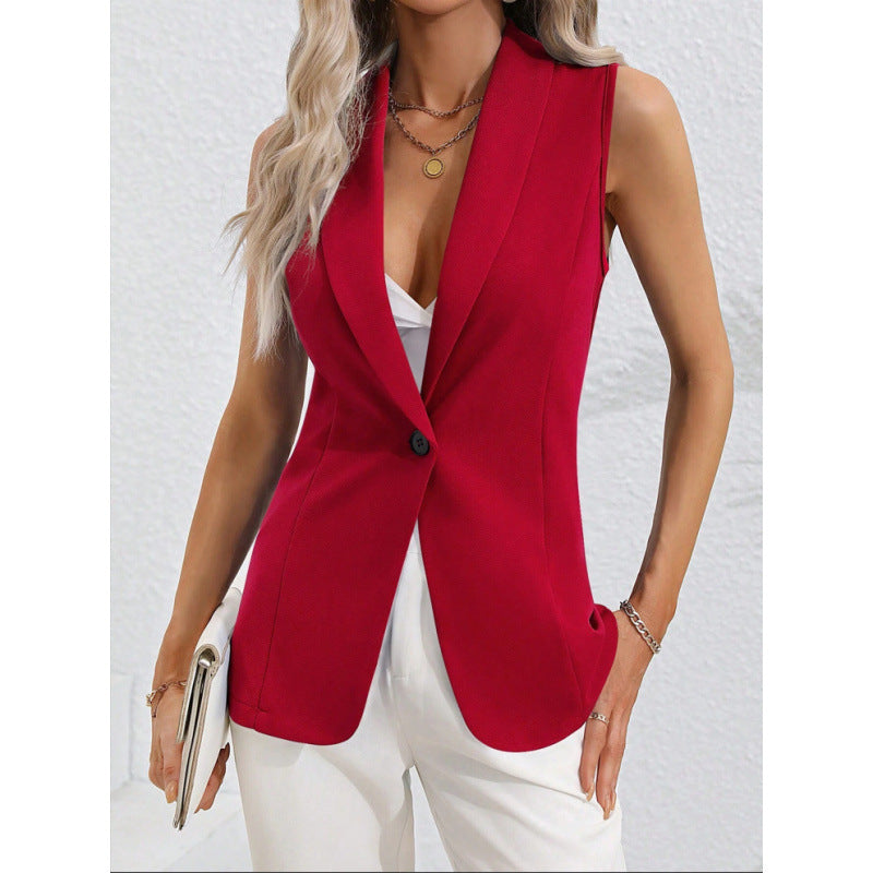 Damen ärmellose Blazerjacke mit elegantem Schnitt und taillierter Silhouette WW