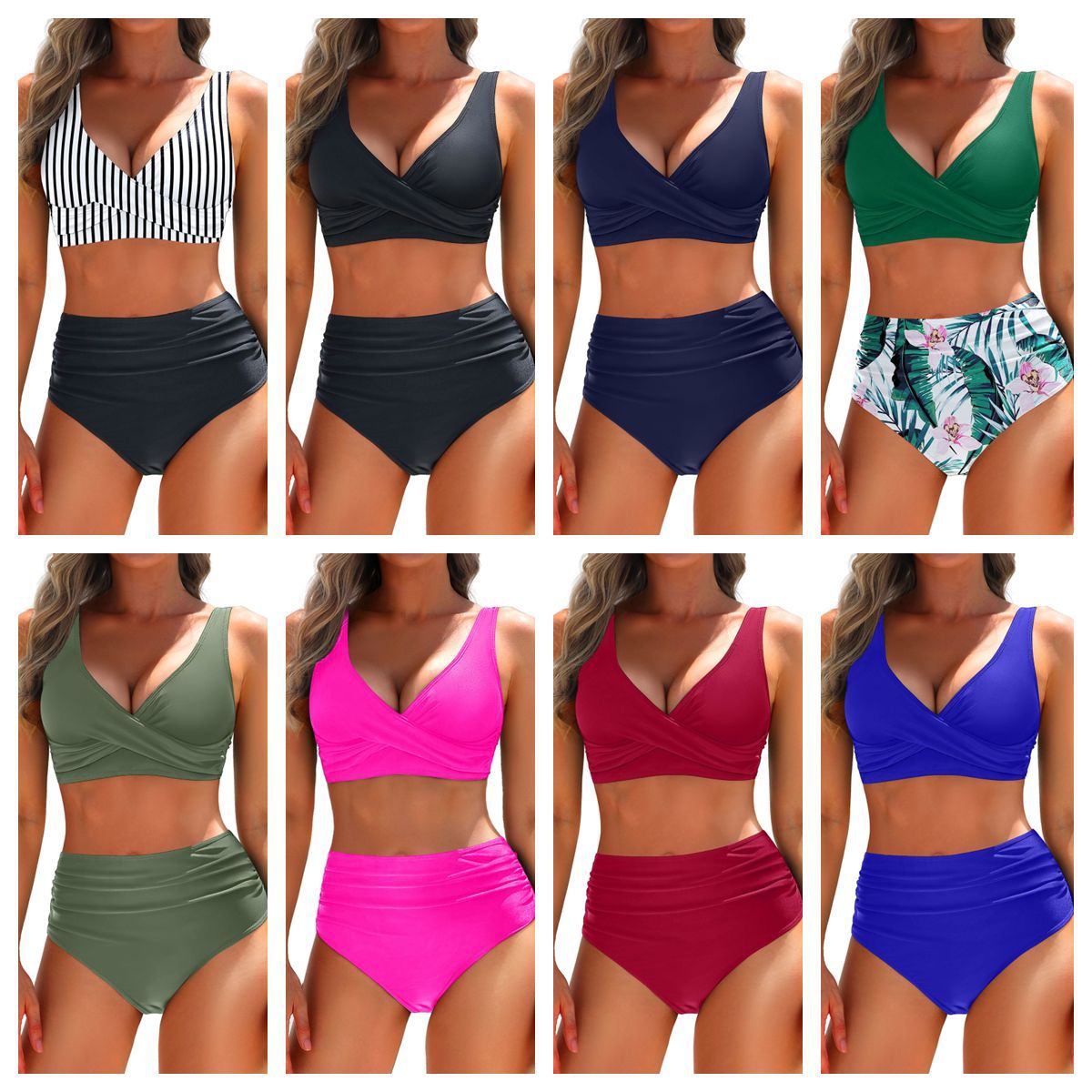 Damen Bikini-Set mit figurformendem Oberteil und hochtaillierten Shorts WW