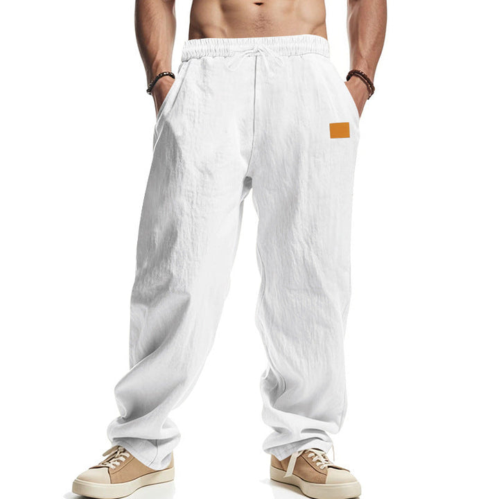 Herren lässige Leinen-Hose mit elastischem Bund und praktischen Taschen W&W Mode