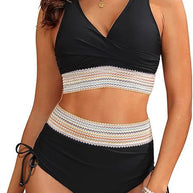 Damen Hochgeschnittener Bikini mit eleganter Wickeloptik und dekorativem Bund WW