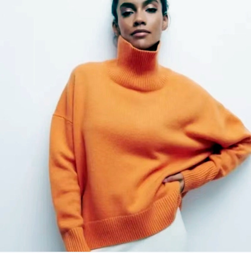 Damen Modischer Rollkragenpullover aus weichem Material WW