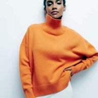 Damen Modischer Rollkragenpullover aus weichem Material WW