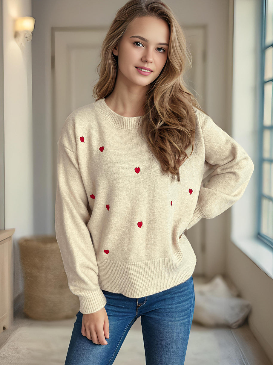 Damen Pullover mit verspieltem Herzdesign WW