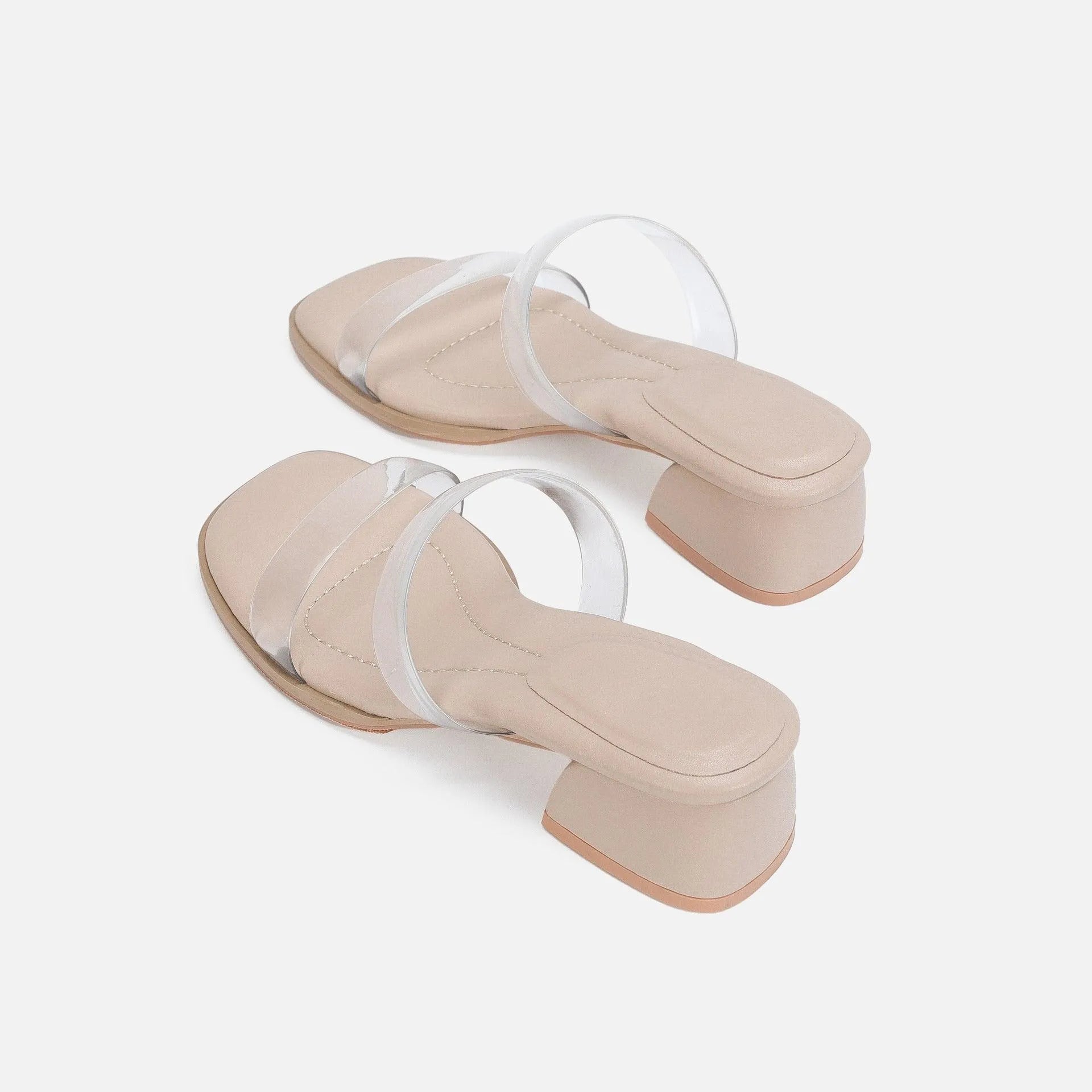 WW | Damen Sandalen mit mittelhohem Absatz transparent