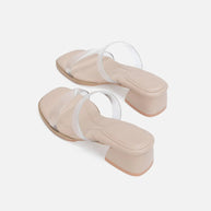 WW | Damen Sandalen mit mittelhohem Absatz transparent