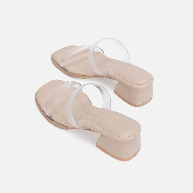 WW | Damen Sandalen mit mittelhohem Absatz transparent