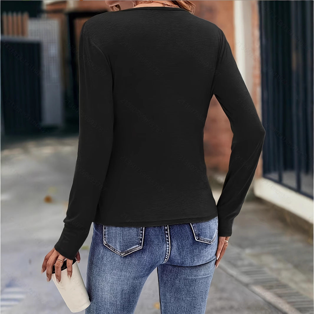 Damen Wickelshirt mit figurformendem Design und V-Ausschnitt W&W Mode