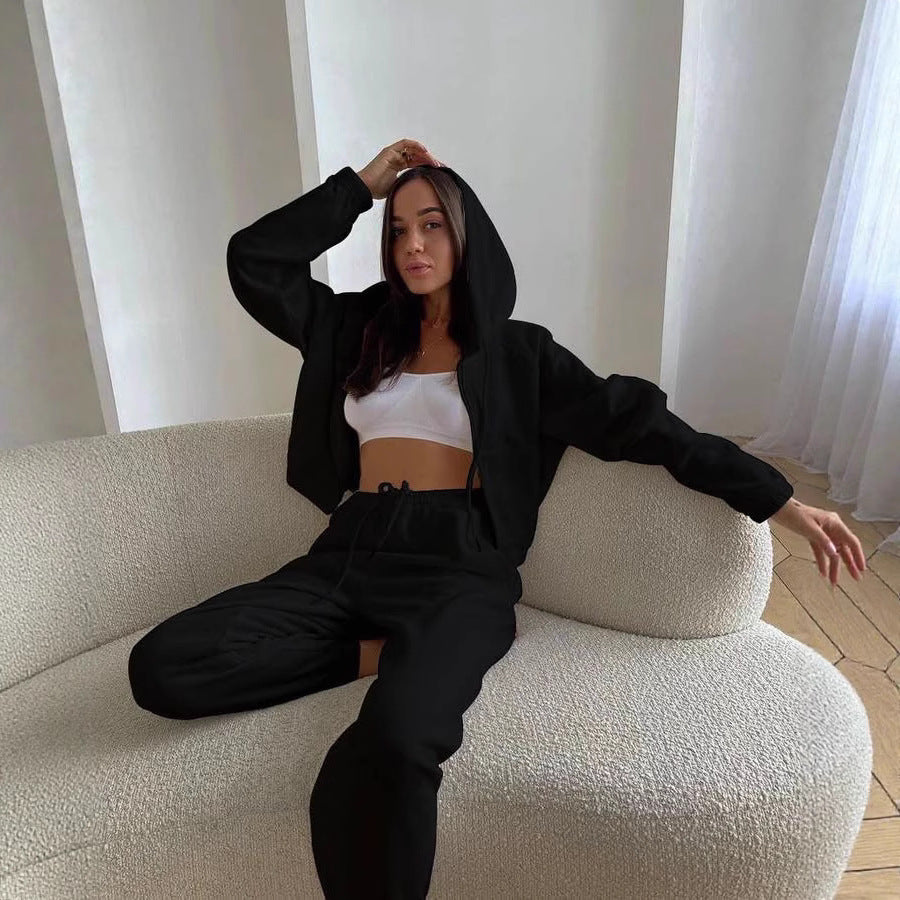 Damen Sportliches Freizeit-Loungewear-Set mit Kapuze WW