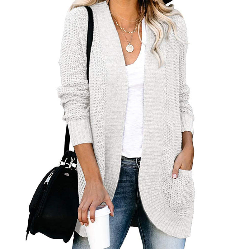 Damen Strickjacke mit offenem Schnitt und seitlichen Taschen WW