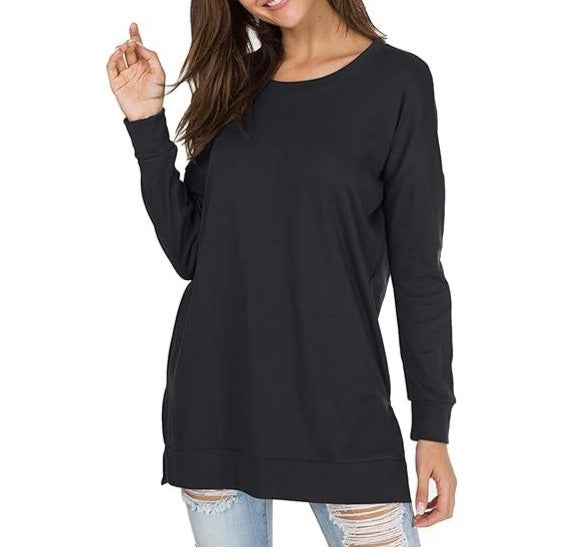 W&W Mode | Einfarbiges Rundhals-Casual-Top