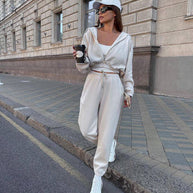 Damen Sportliches Freizeit-Loungewear-Set mit Kapuze WW