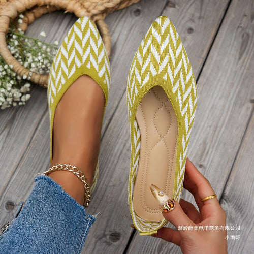 Damen Ballerinas mit modernem Zickzack-Muster und flexiblem Fußbett WW