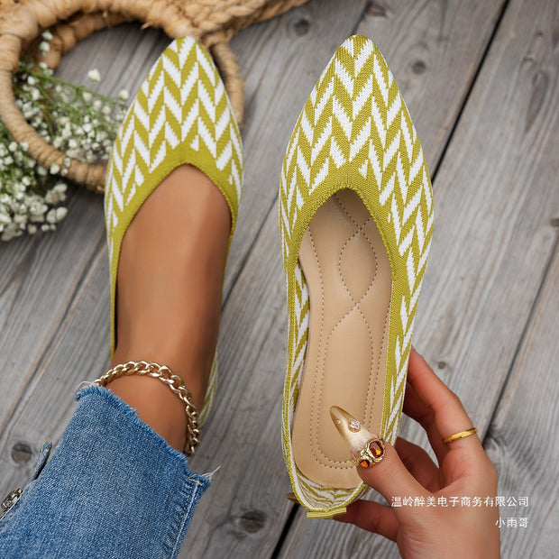 Damen Ballerinas mit modernem Zickzack-Muster und flexiblem Fußbett WW