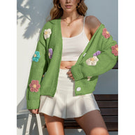 Damen Strickjacke mit floralen Applikationen WW