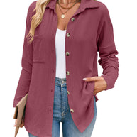 Damen lässige Strickjacke mit Knopfleiste WW