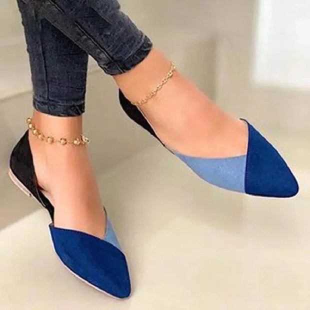 Damen elegante Ballerinas mit spitzem Zehenbereich und modischem Farbblockdesign W&W