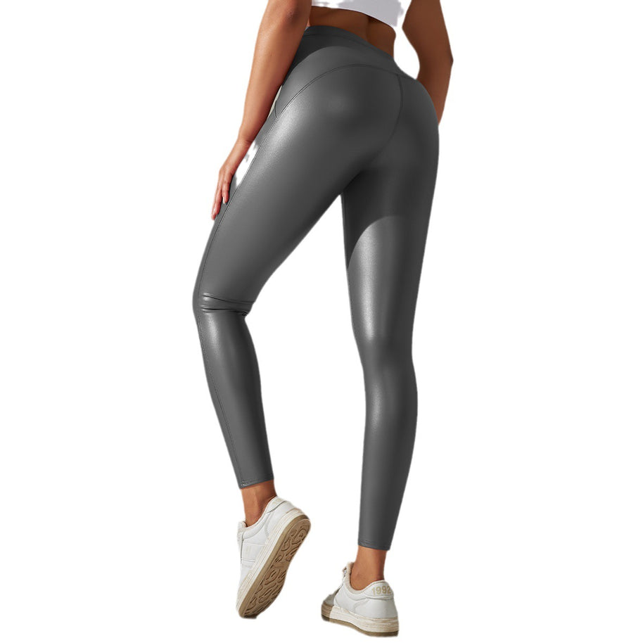 Damen Hochtaillierte, glänzende Fitness-Leggings mit sculptierendem Effekt WW