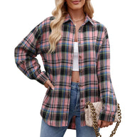 Damen Karierte Oversized Hemdbluse WW