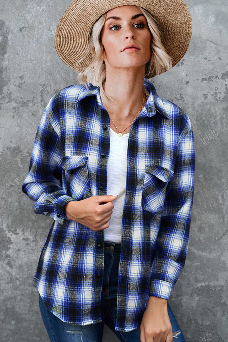 Damen Karo-Hemdjacke aus weichem Flanell mit praktischen Taschen WW