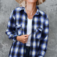 Damen Karo-Hemdjacke aus weichem Flanell mit praktischen Taschen WW