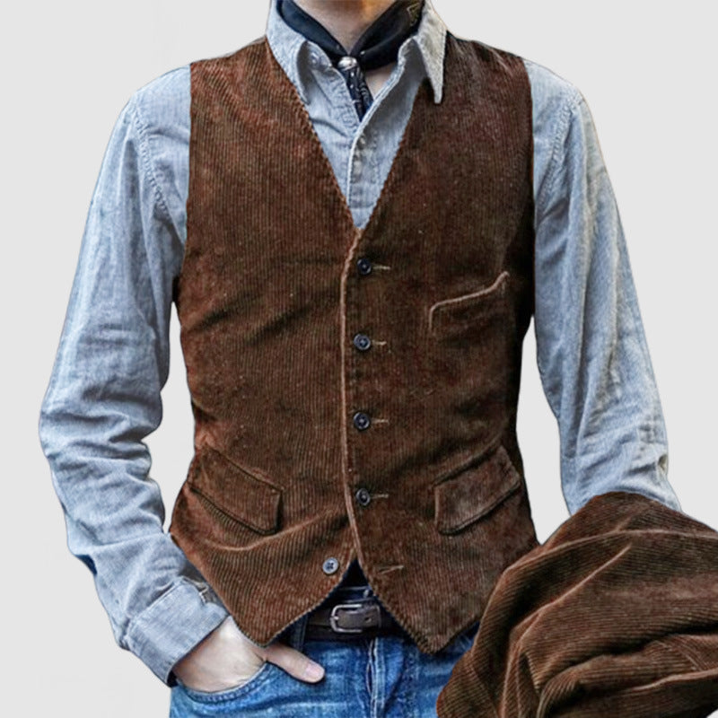 Herren Weste im klassischen Kord-Design mit eleganten Taschen und hochwertiger Verarbeitung WW