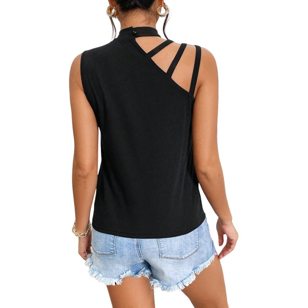 Damen ärmelloses Oberteil mit kreativem Cut-Out-Design W&W