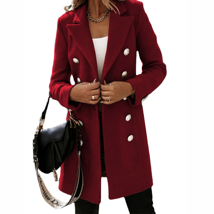 Damen modischer Blazer mit Doppelknebel und eleganten Knöpfen WW