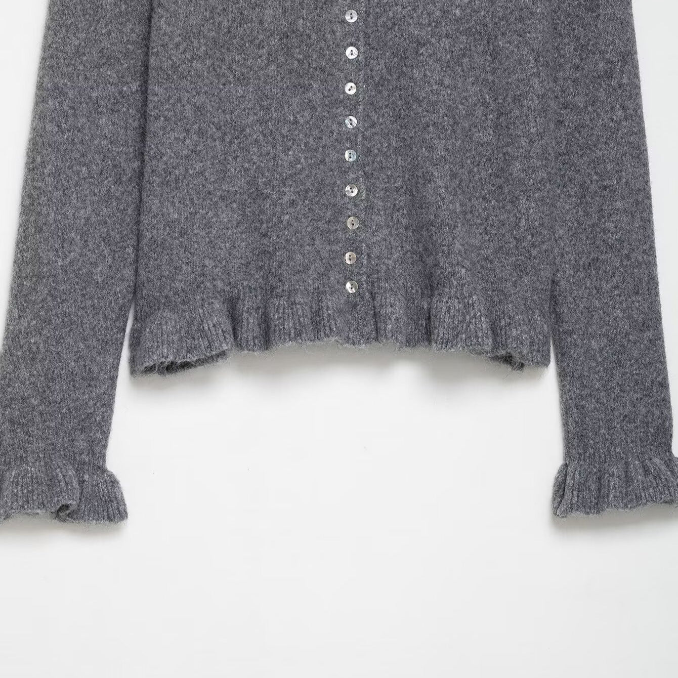 Damen Strickjacke mit kragen und dekorativem Knopfverschluss WW