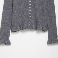 Damen Strickjacke mit kragen und dekorativem Knopfverschluss WW