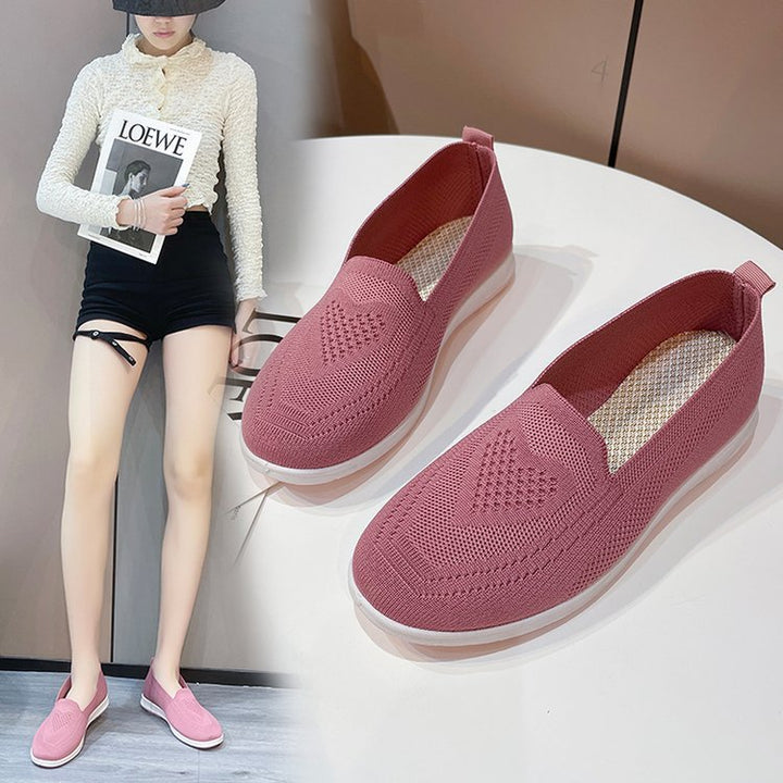 Damen bequeme Slip-On Sneakers mit atmungsaktiver Strick-Oberfläche W&W Mode