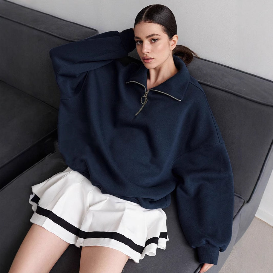 Damen Sportlicher Stehkragen Pullover WW