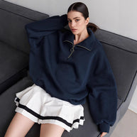 Damen Sportlicher Stehkragen Pullover WW