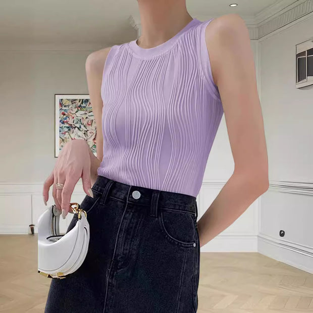 Damen ärmelloses Ripp-Top mit strukturierter Textur WW