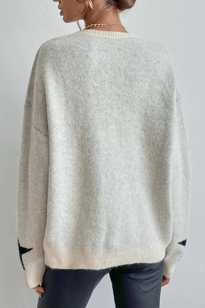 W&W Mode Big Stars Pullover Rundhals Sweatshirt