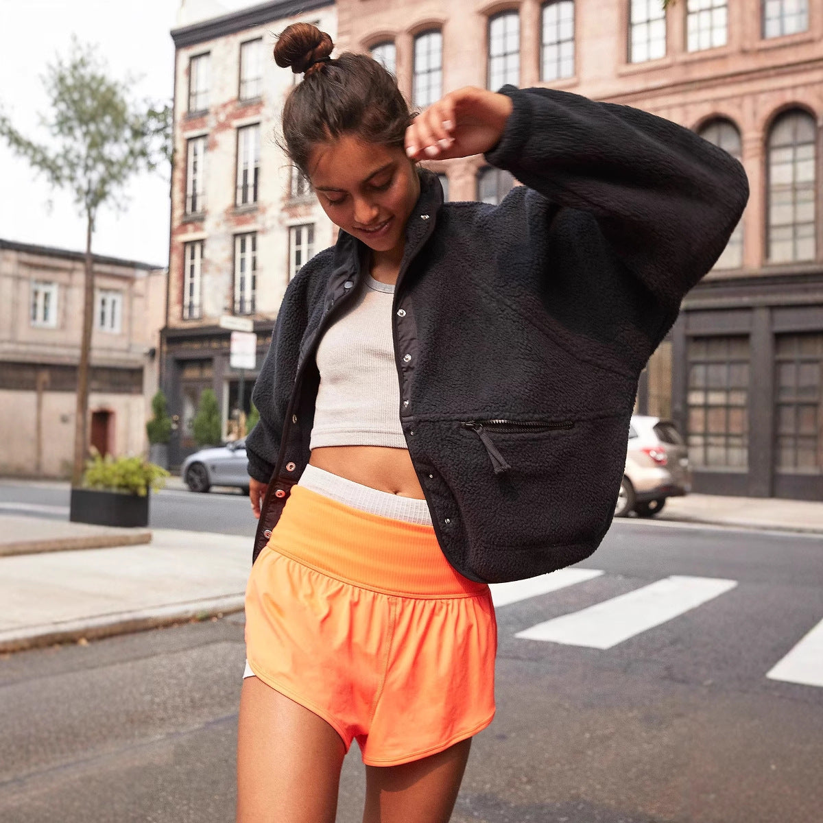 Damen Sportliche Fleecejacke mit praktischen Taschen WW