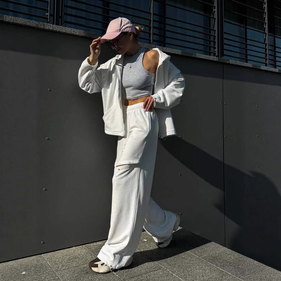 Damen Sportlicher Hoodie und weite Loungehose Set WW