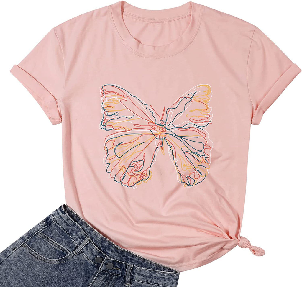 Damen Graffiti T-Shirt mit Schmetterling und floralem Design WW