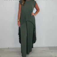 Damen Plissiertes Jumpsuit mit fließendem Schnitt und asymmetrischem Design WW