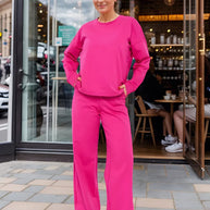 Damen Bequemes Freizeit-Loungewear-Set mit weitem Schnitt WW