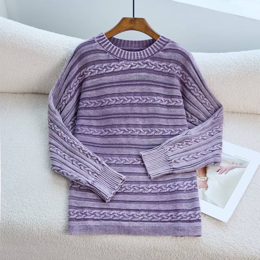 Damen Strickpullover mit strukturiertem Zopfmuster und lässigem Schnitt WW