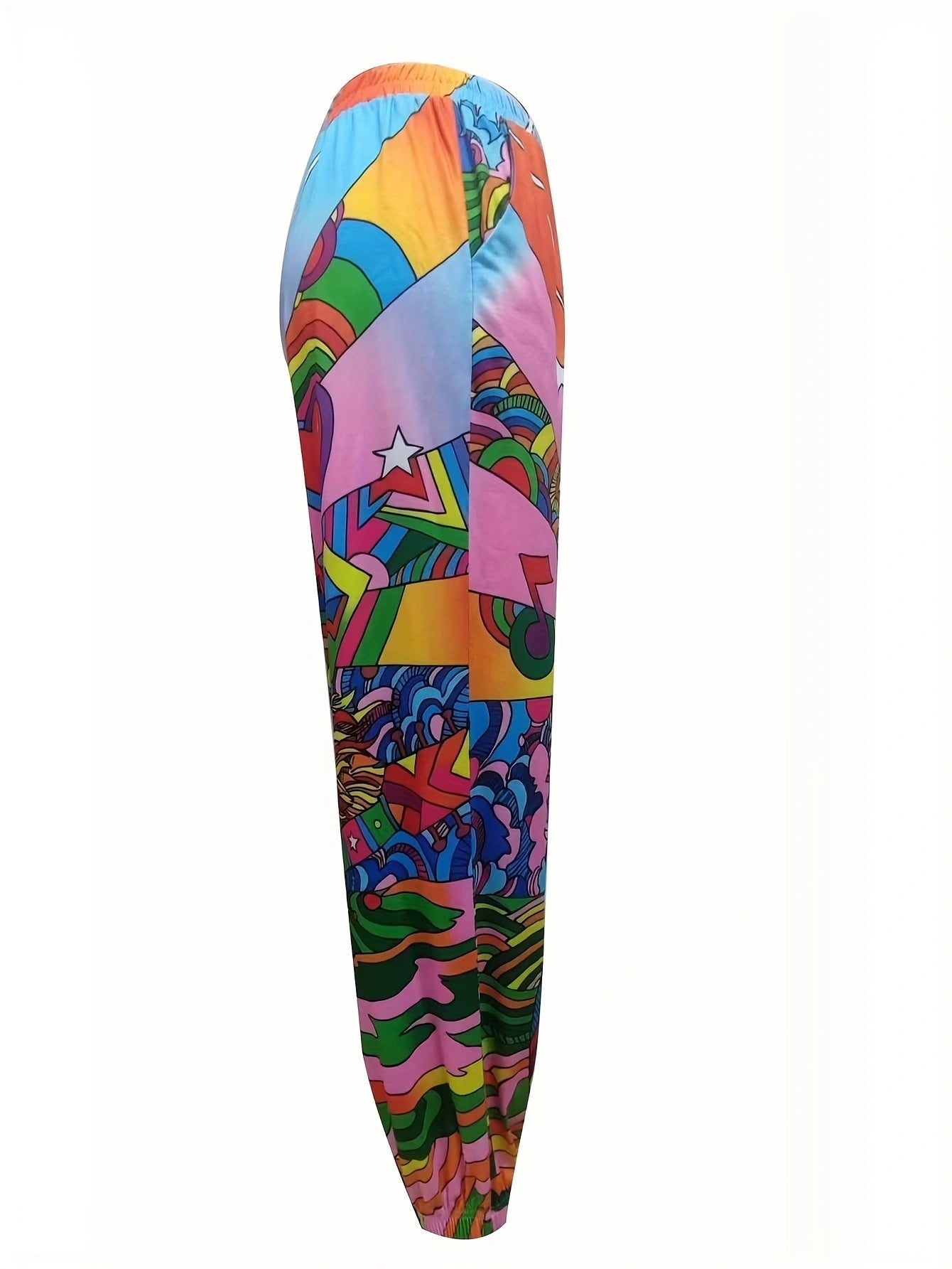 Damen Bequeme Freizeithose mit buntem Grafikdesign WW