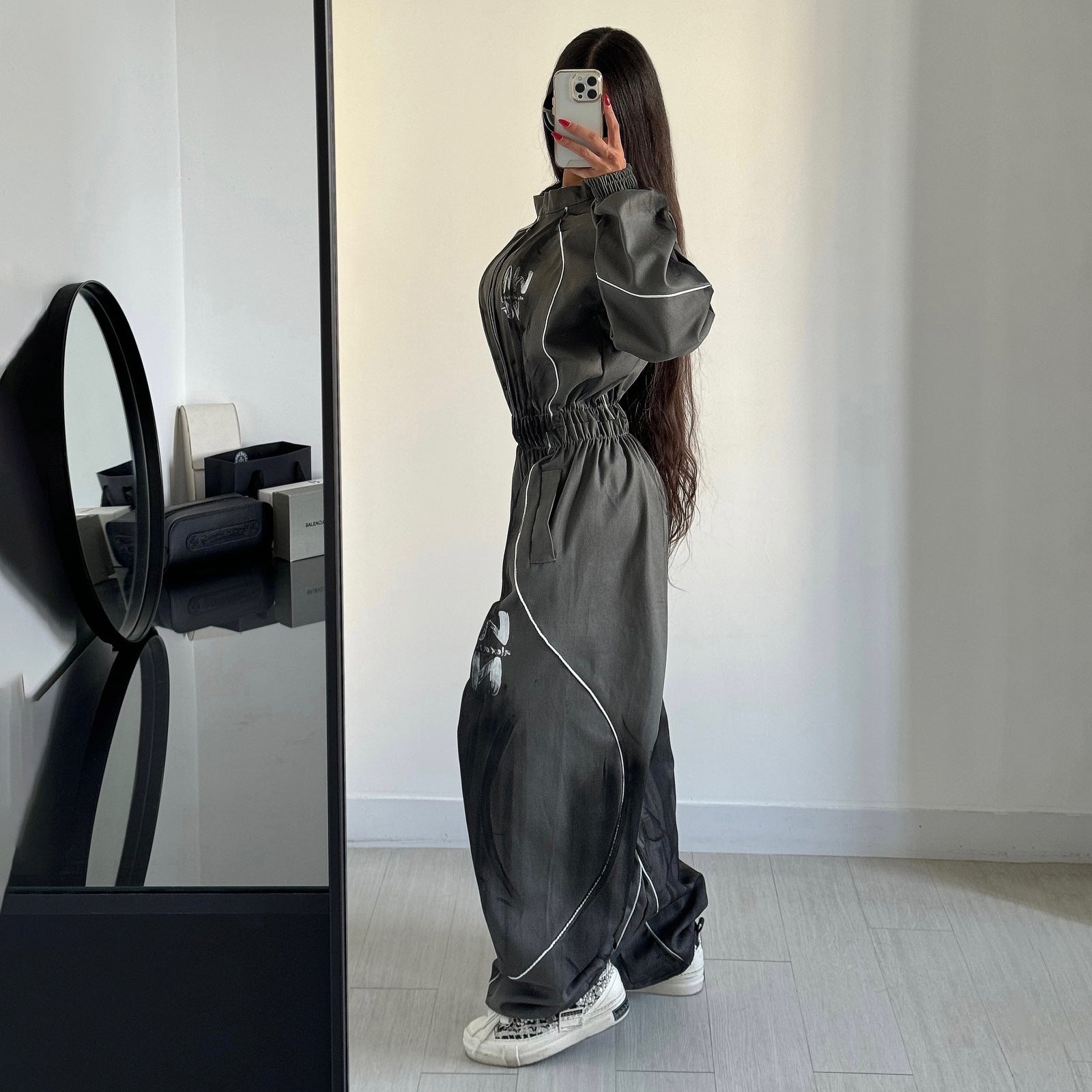 Damen Sportlicher Jumpsuit mit weiten Beinen und elastischem Bund WW