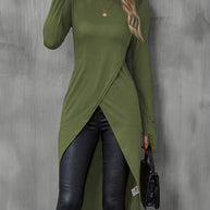 Damen asymmetrisches Longshirt mit eleganter Wickeloptik WW